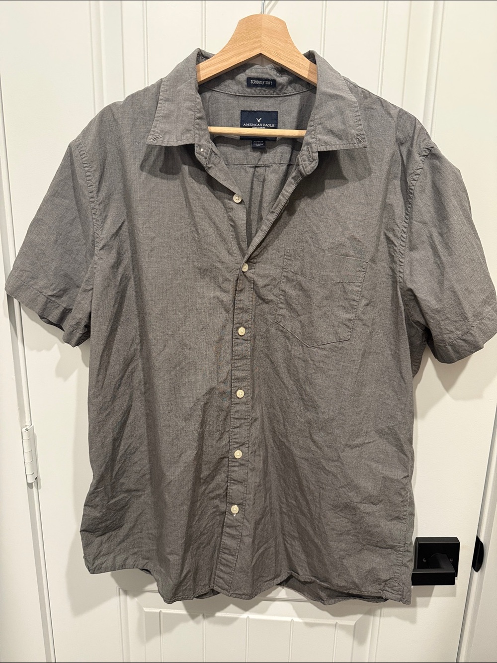 American Eagle Outfitters Short-Sleeve Button-Up Shirt - Gray